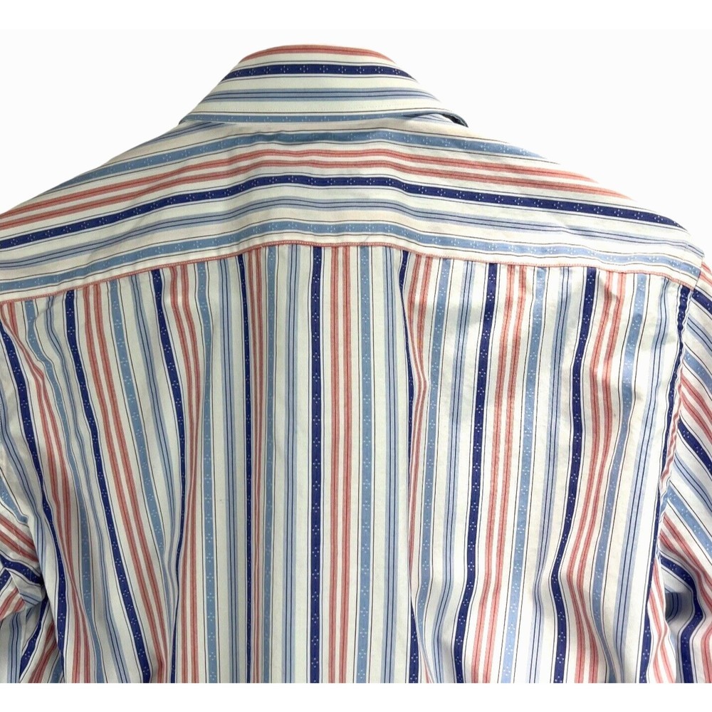 Robert Graham Blue Purple Striped Button Up Shirt Embroidered Cuffs Sz 39/15.5 - Picture 5 of 12